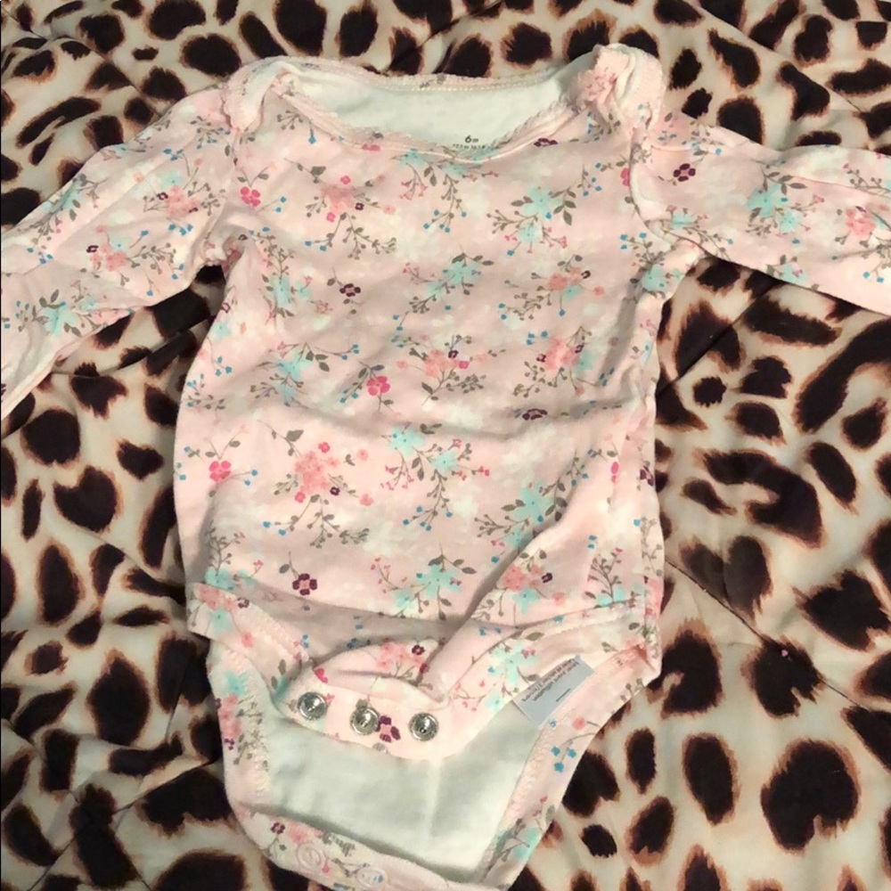 Long sleeve pink onesie floral